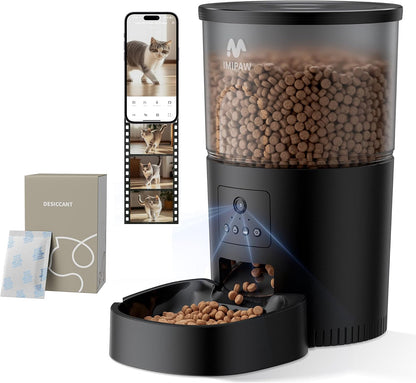 Automatic Cat Feeder with Camera, 6-Pack Pet Food Desiccant Bags