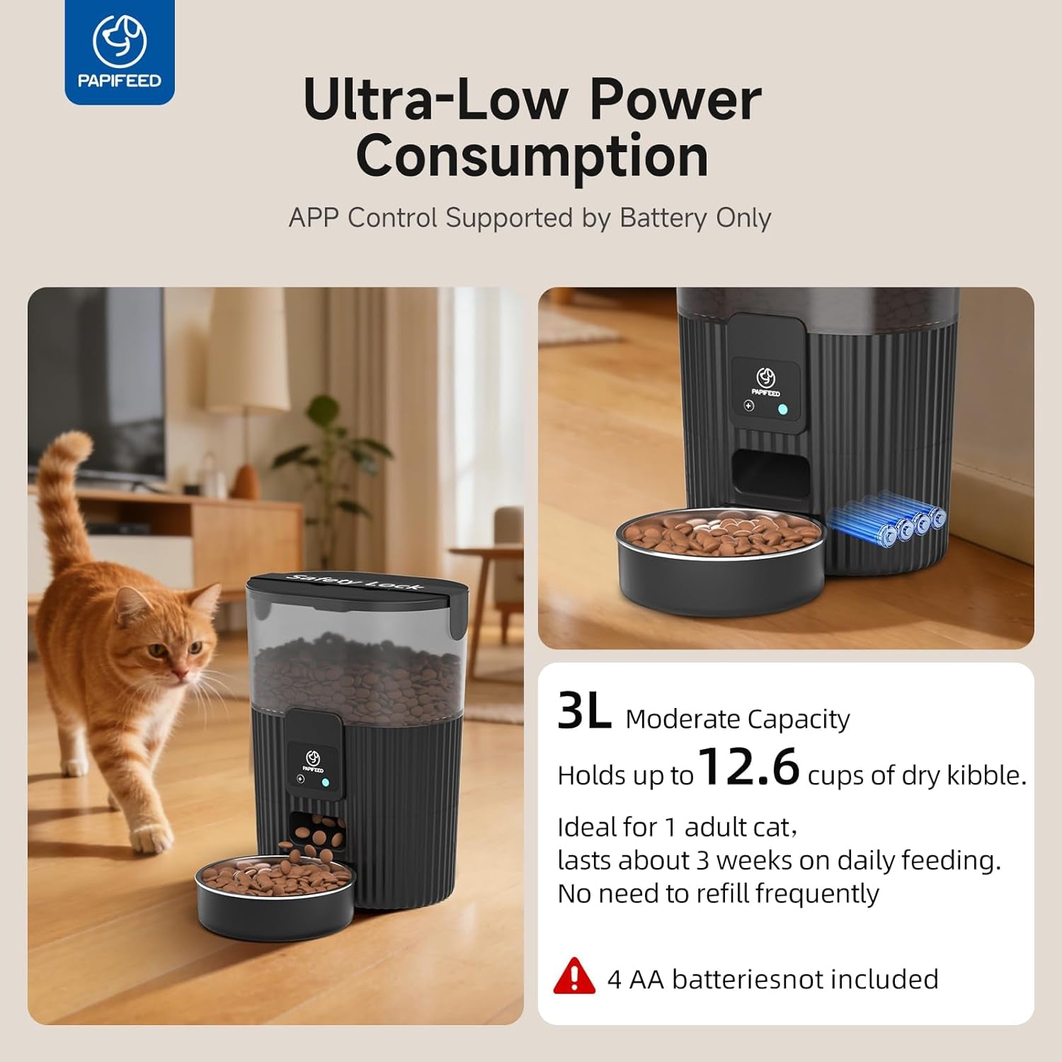 Automatic Cat Feeder and Water Fountain Stainless Steel, Auto Cat Food & Water Dispenser, Quiet Pet Drinking Fountain with LED, Timed Cat Feeder with App, 10 Meals/Day, Smart Cat Feeder Set