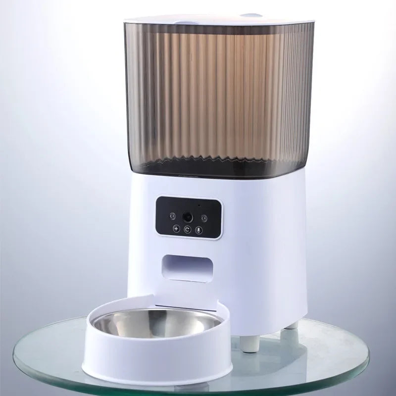5L Pet Feeder with Camera Automatic Cat Feeder Smart Dog Food Dispenser Wifi Timing Quantitative Stainless Steel Feeding Bowl
