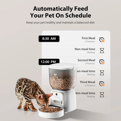 4L Smart Cat Feeder with HD Camera, Programmable Timer, Automatic Food Dispenser, Voice Recorder, App Control
