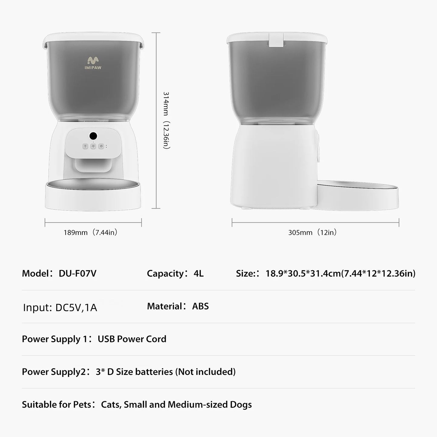 4L Smart Cat Feeder with HD Camera, Programmable Timer, Automatic Food Dispenser, Voice Recorder, App Control
