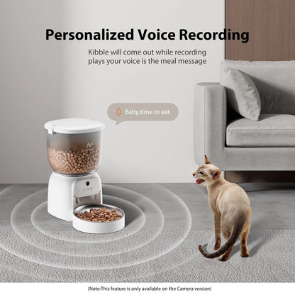 4L Smart Cat Feeder with HD Camera, Programmable Timer, Automatic Food Dispenser, Voice Recorder, App Control