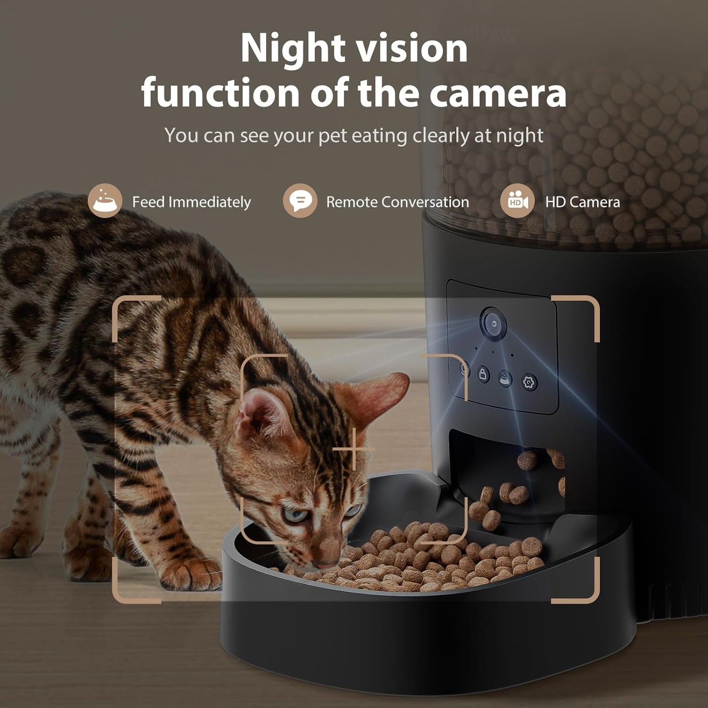 Automatic Cat Feeder with Camera, 6-Pack Pet Food Desiccant Bags