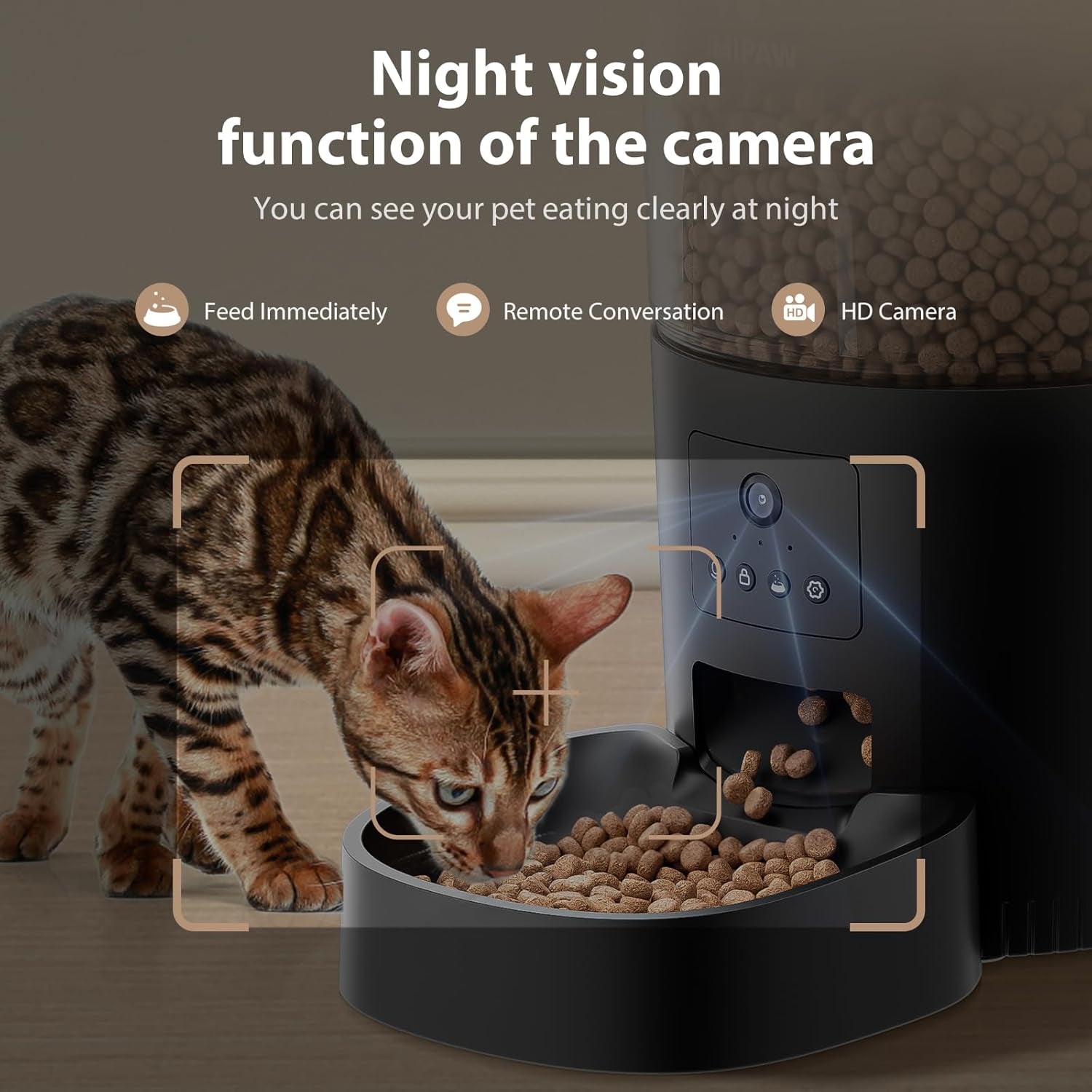 Automatic Cat Feeder with Camera, 6-Pack Pet Food Desiccant Bags