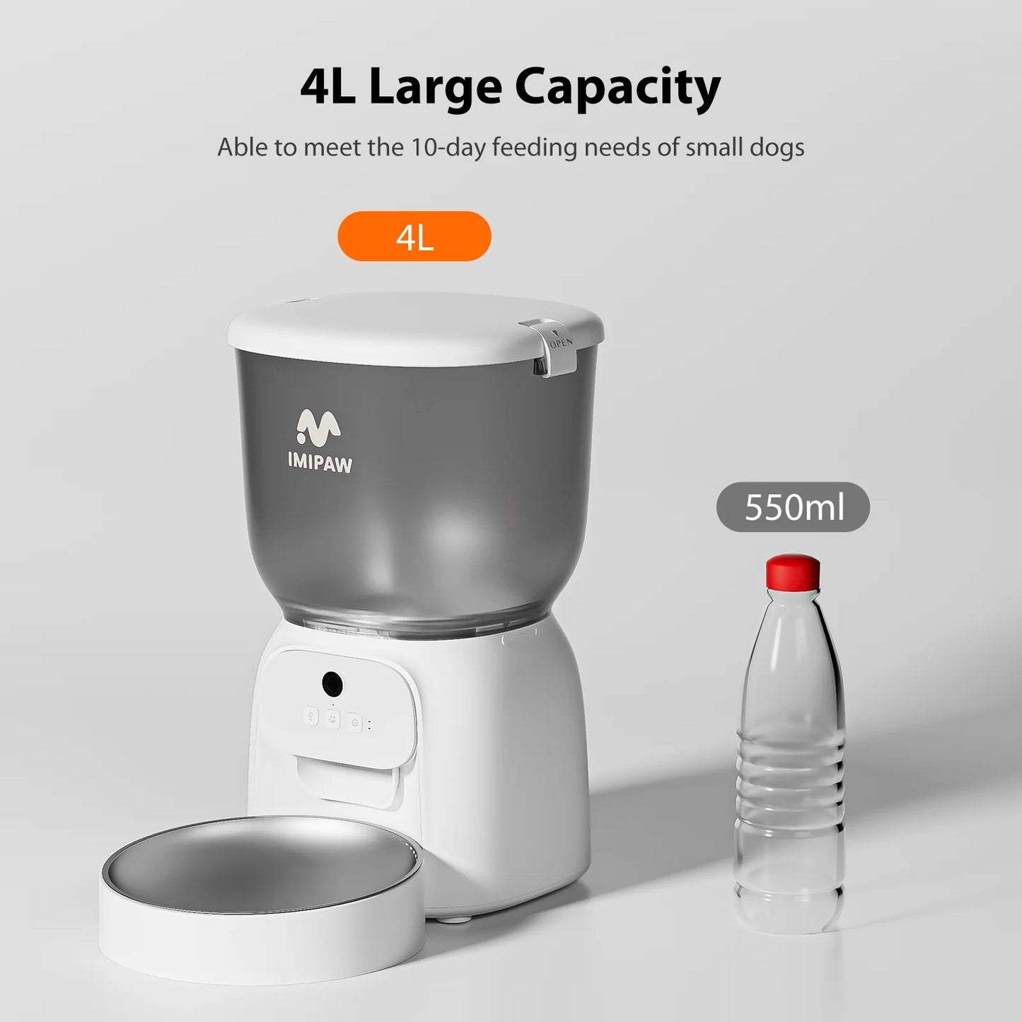 4L Smart Cat Feeder with HD Camera, Programmable Timer, Automatic Food Dispenser, Voice Recorder, App Control